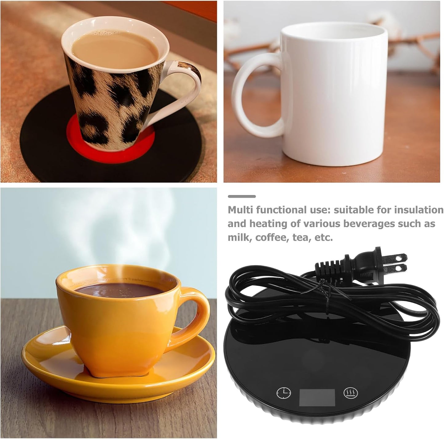 STOBAZA Coffee Mug Warmer for Desk, Electric Cup Warmer with 3 Temp Settings, Auto Shut Off, Milk Tea Warmer Plate