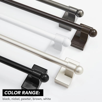 Deconovo Magnetic Curtain Rod for Door Curtain, 4 Pack, 16-28" Inch No Drilling Curtain Rods for Windows, Nickel