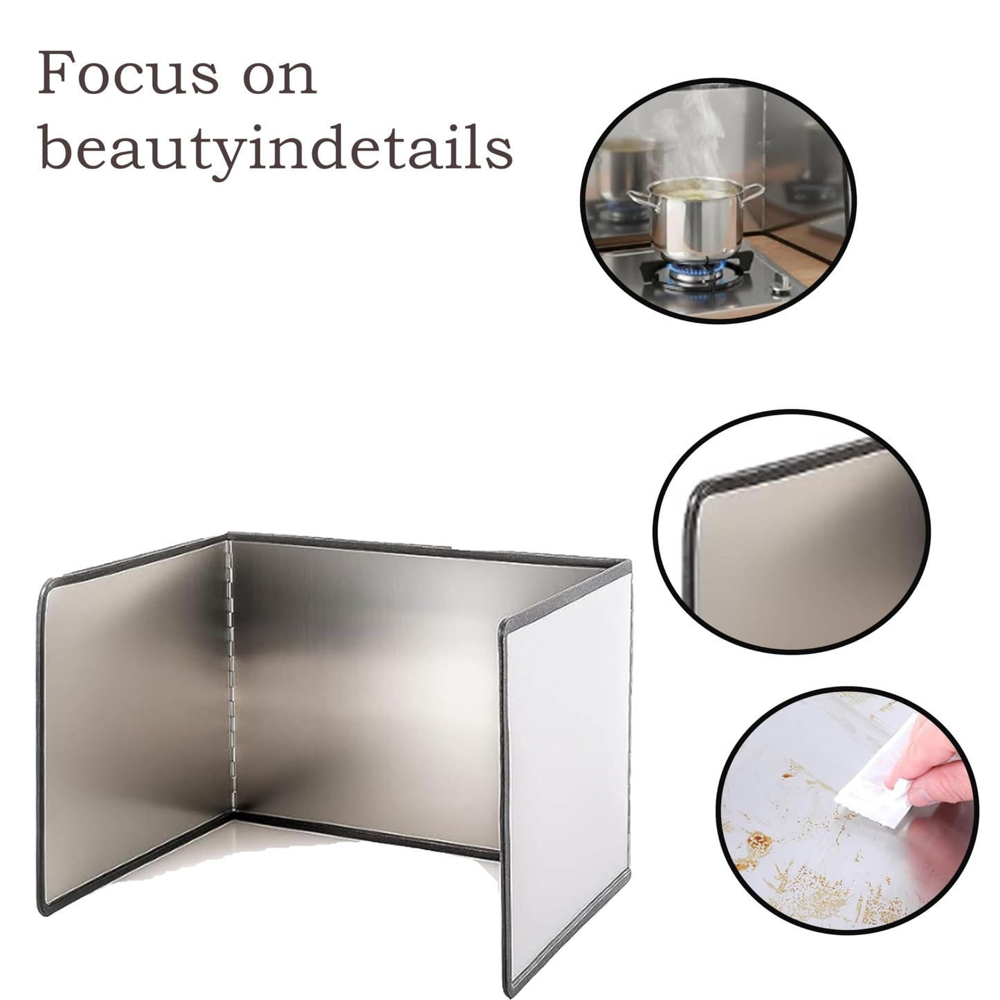 3-Sided Splatter Guard - Stainless Steel Foldable Grease Splatter Screen for Frying Pan, Nonstick & Heat Resistant Stove Top Shield, Stops Oil Splashes for Safer Cooking