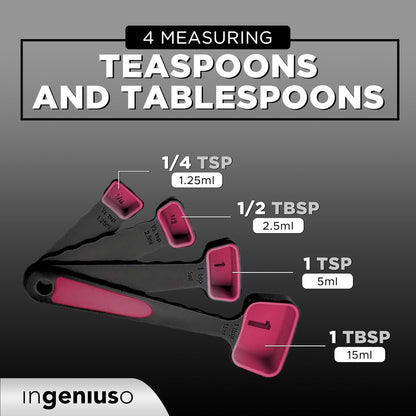 Collapsible Measuring Cups and Nesting Spoons, Adjustable Silicone for Cooking, Space-Saving - 2 Sets