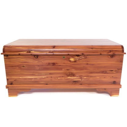 DutchCrafters Red Cedar Wood Blanket Storage for Living Room, Fully Lined Hope Chest, Bedroom Bench, Lockable Storage Box, Locking Chest with Handles and Waterfall Edge - Amish Made in USA (35" Small)