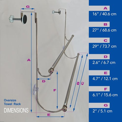 Insieme (29 x16x4.7 Inch) Towel Rack for Over Glass Shower Wall or Glass Shower Enclosure (Frameless or Frames up to 1.6" Thick). 2 Tier - Stainless Steel - No Rust