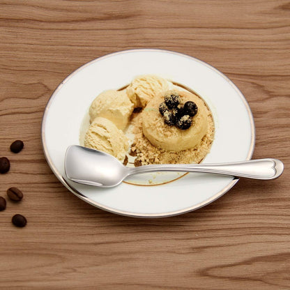 Dessert Spoons, Square Head Spoons, 18/10 Stainless Steel Spoon Set of 4 for Ice Cream & Tea