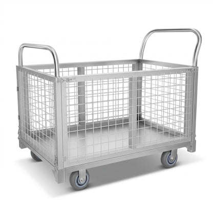 2200 LBS 4-in-1 Cart, Platform Truck Cart with maidian, 360° Direction Wheel Platform cart, Rust Resistant Steel Cage, for Grocery Store, Garage & Warehouse use
