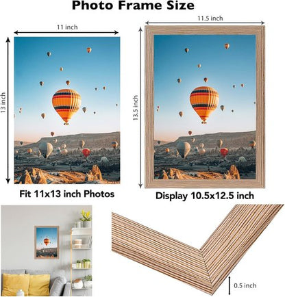 JCJMY 11x13 Rustic Brown Picture Frame - Versatile Wall Mounting for Horizontal or Vertical Display