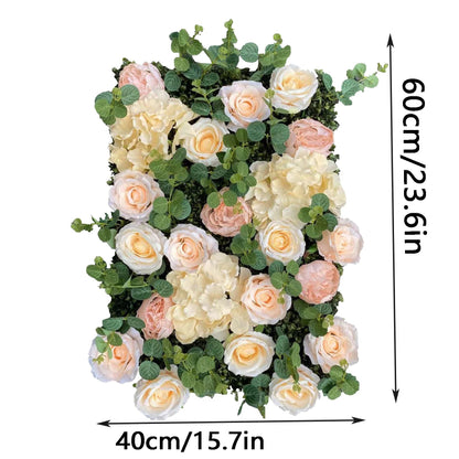 GOUZIBHD Silk Rose Flower Panels Flower Wall Panel Floral Backdrop, Artificial Flower Wall Panels 16 X 24 in Flower Wall Mat, for Wedding Party Nursery Home Decor(Size:12PCS)