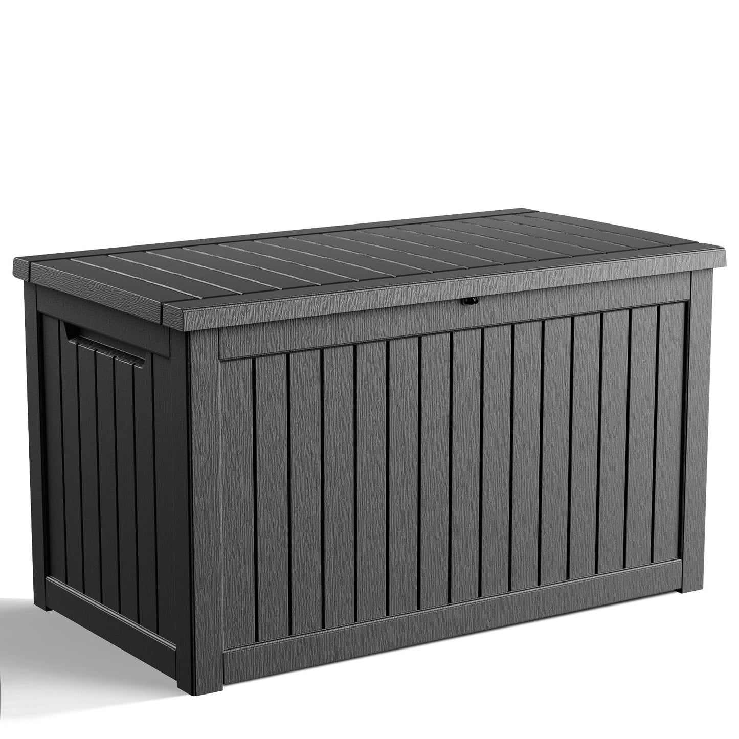 KFY 280 Gallon Waterproof Outdoor Storage Box, UV Resistant Resin Deck Box with Hydraulic Rod for Reinforced Stability, Perfect for Patio, Garden, and Pool（Black，280 Gallon）