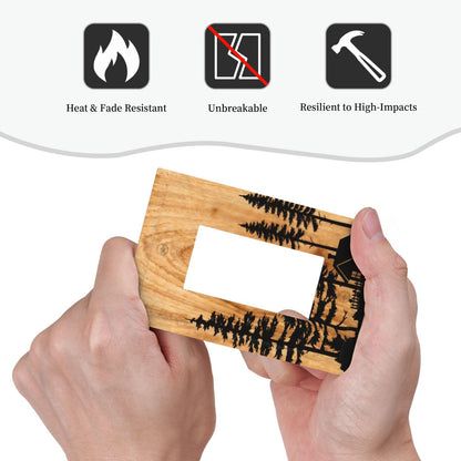 YITRREWZ Rustic Farmhouse Brown Wood Light Switch Covers Decorative Pine Tree Grain Silhouette 1 Gang Single Rocker Switchplate Electrical Faceplate for Country Bathroom Kitchen Bedroom Decor