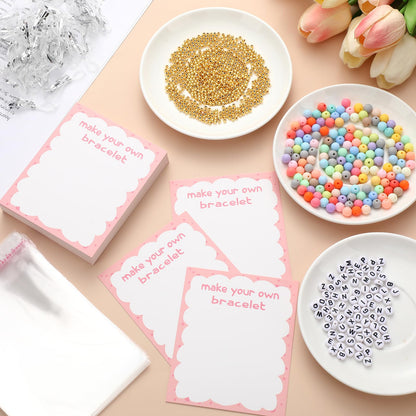 Ferreve Make Your Own Bracelet Gift DIY Making Kit Valentine's Day Pastel Beads Welcome First Day Bracelet with Wrapped and Card Personalised Jewelry Making Kit