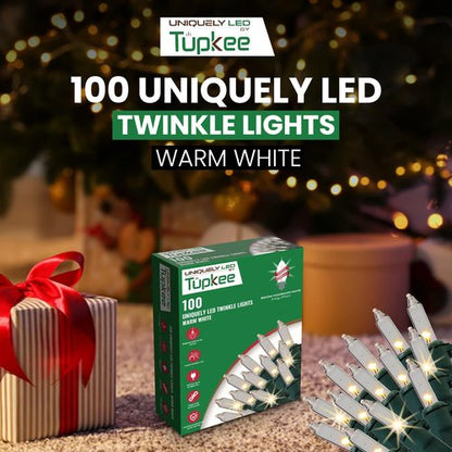Christmas Uniquely LED Twinkle Lights - Matches Incandescent Exactly - 20 of 100 Lights Twinkling - 100 Blue / Teal / Cool White Bulbs - 24.75 Ft, Christmas Tree Sparkling Light String Indoor Outdoor