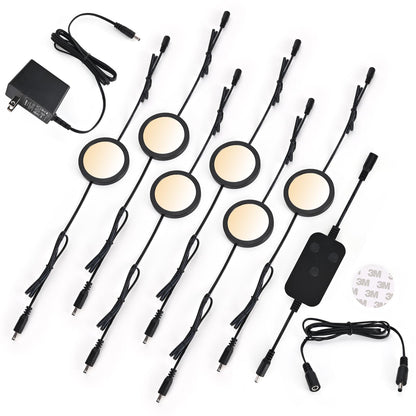 BLESSINGLUX 6pack LED Puck Light Kit, 2700-6000K Smart Round Under Cabinet Lighting with APP Control, Compatible with Alexa, Google Assistant, for Under Counter, Kitchen (Black)