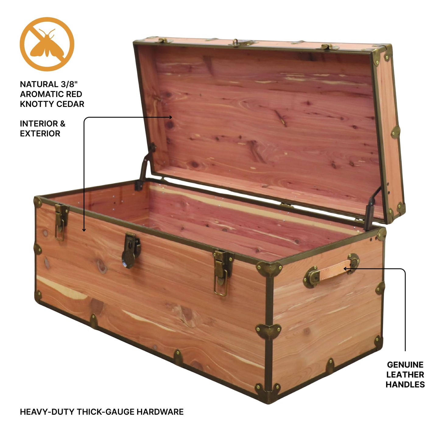 Rhino Trunk & Case Knotty Cedar Chest – XXL Storage Box, Coffee Table, End of Bed Trunk or Entryway Storage Bench – 36"x18"x18" USA-Made, Furniture Grade, Heirloom Aesthetic – Strong and Secure