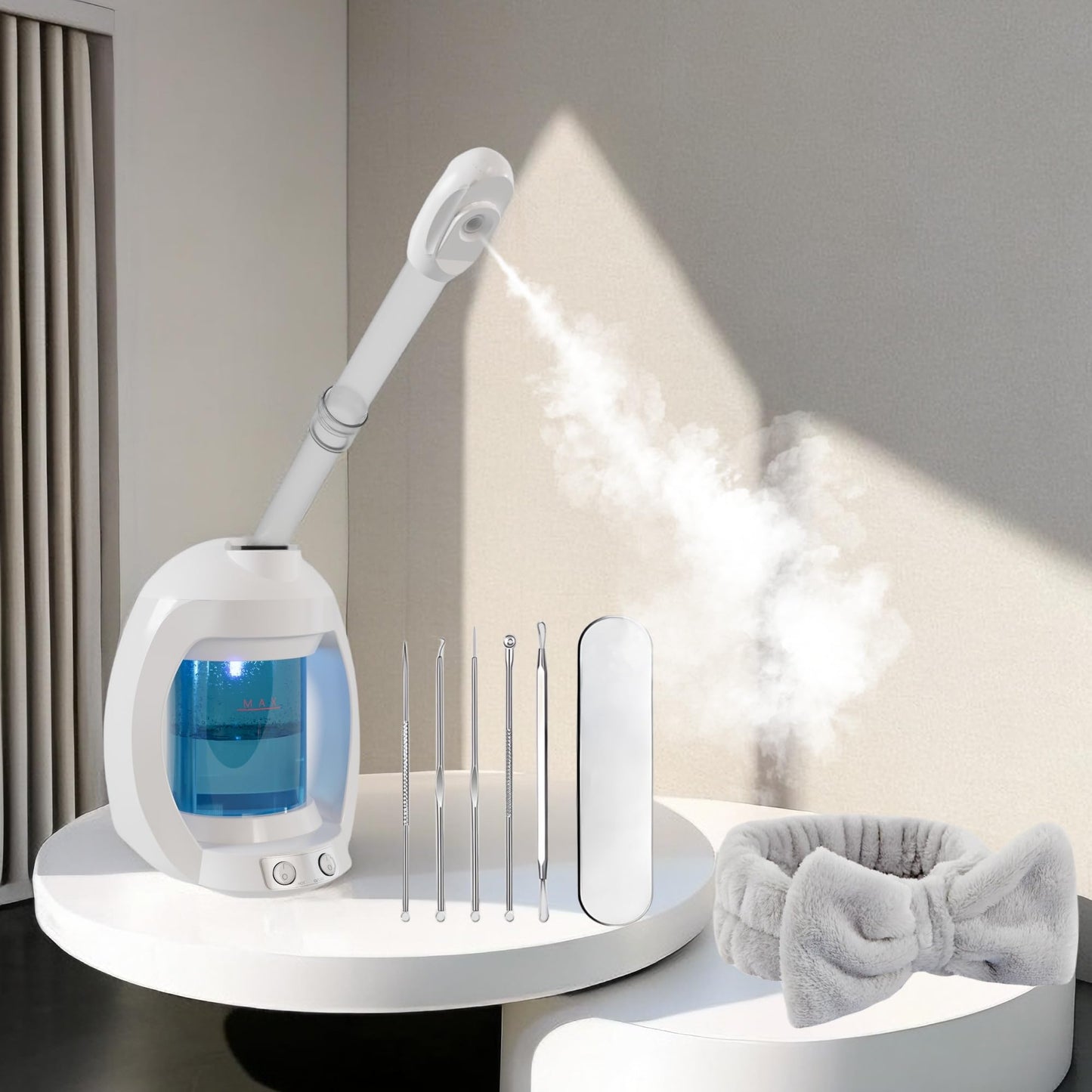 Facial Steamer-Nano Ionic Face Steamer for Facial Deep Cleaning, Vaporizador Steamer for Esthetician, Professional Facial Steamer for Home Facial Spa. (Black)