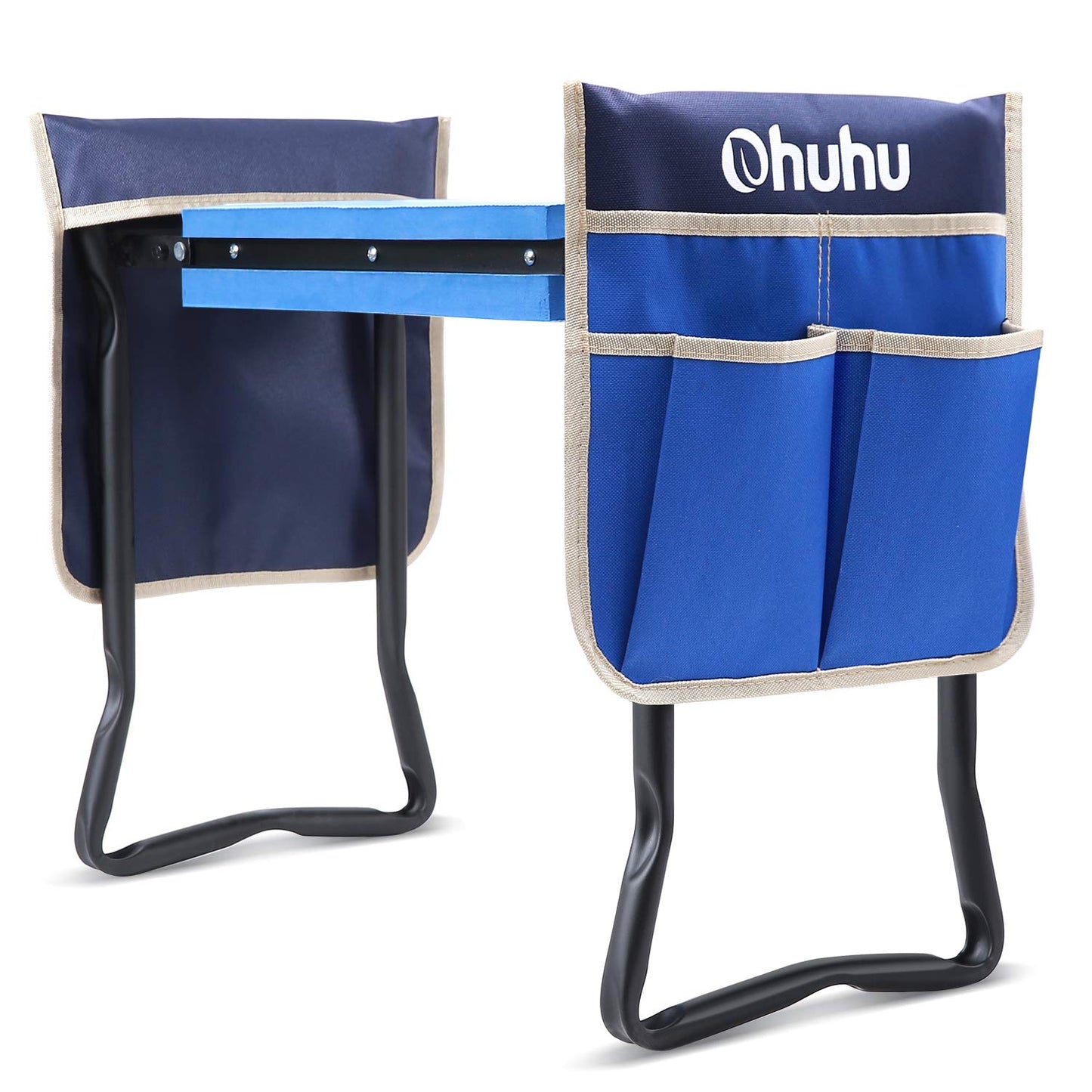Ohuhu Garden Stool Garden Kneeler and Seat, Foldable Gardening Bench Heavy Duty with Thicker Wider Kneeling Pad 2 Large Tool Pouches Gifts for Fathers Day Men Gardener Parents Elders Friends