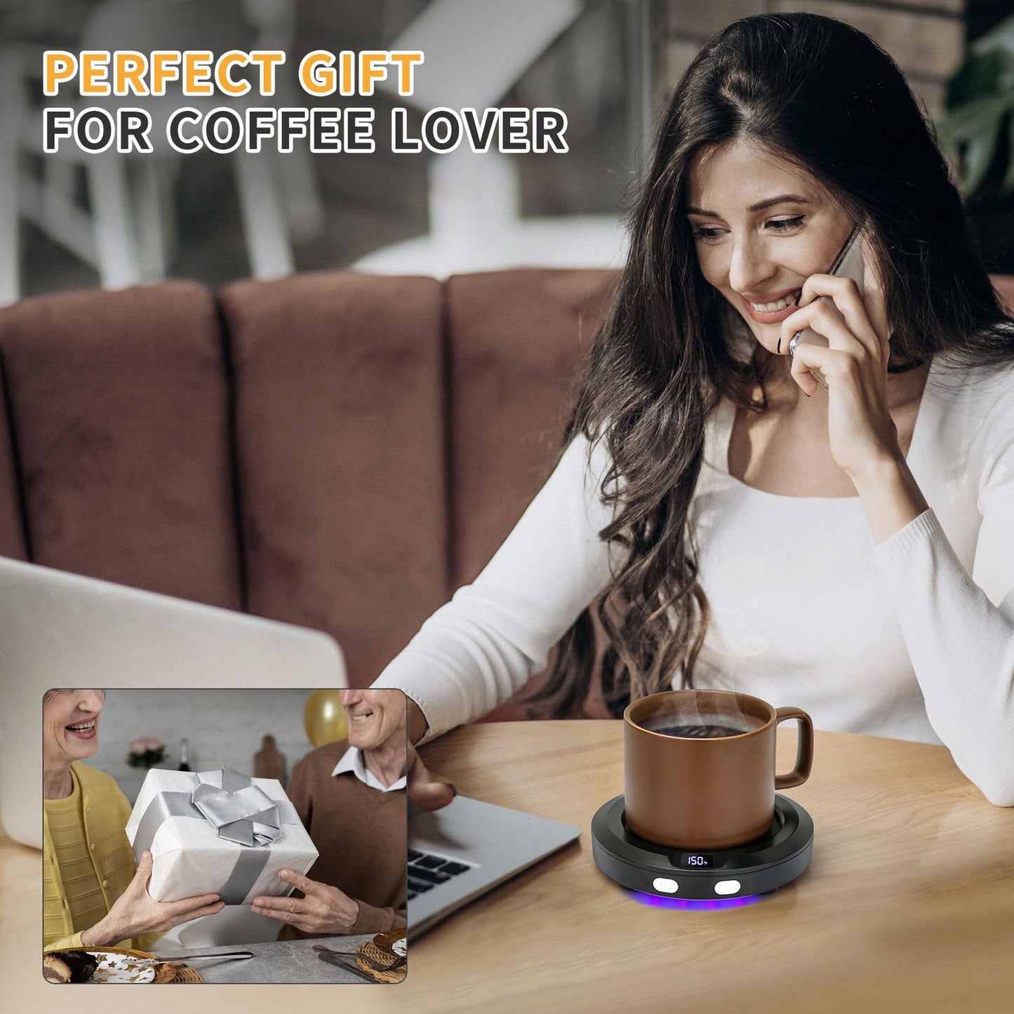 VOBAGA Coffee Mug Warmer with 2-12H Auto Shut Off & 3 Temperature Setting for Desk Candle Warmer Plate Coffee Accessories Gift（No Mug）