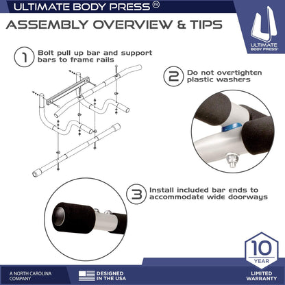 Ultimate Body Press XL Doorway Pull Up Bar with Elevated Bar & Adjustable Width