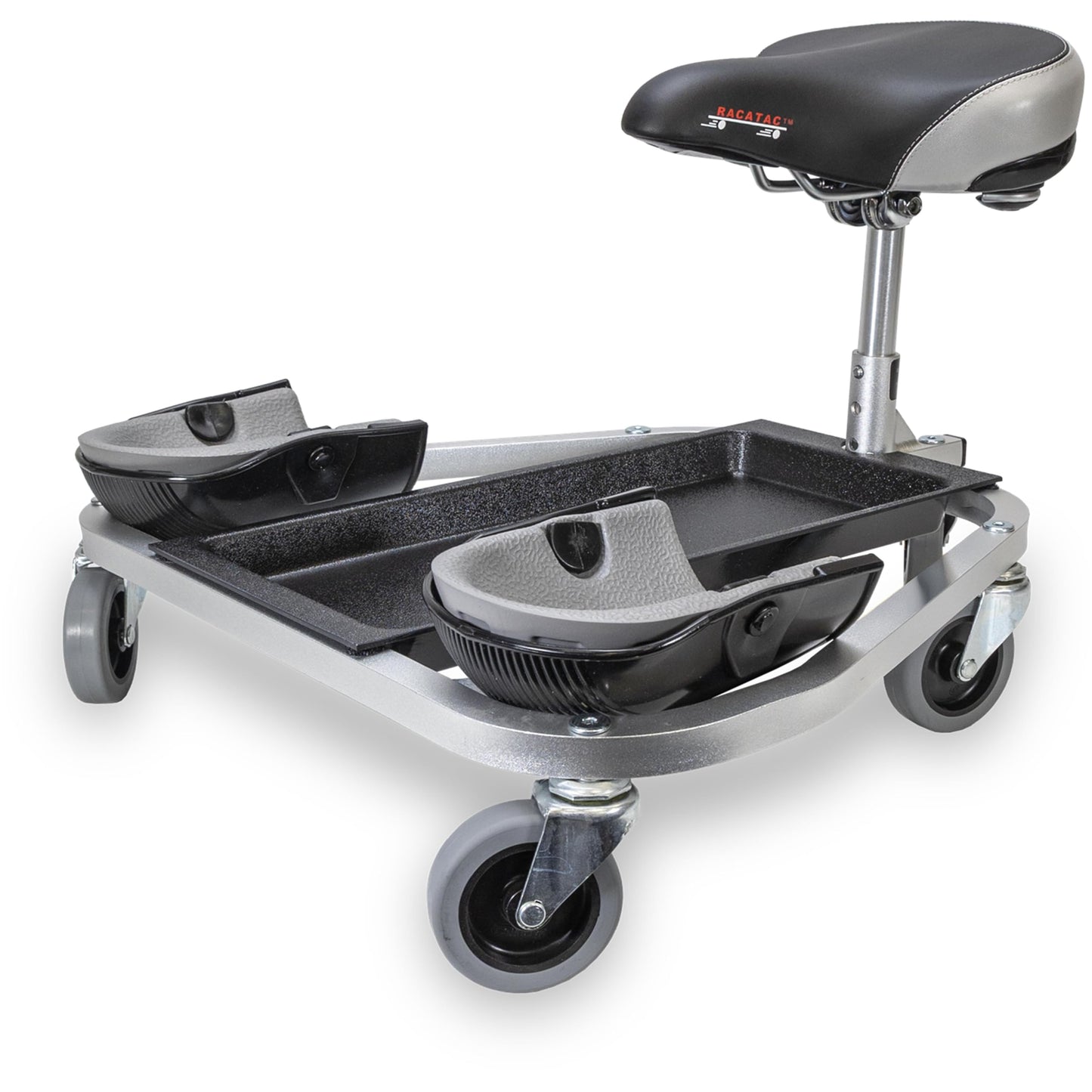 Racatac Kneeling Sitting Creeper with 3 Inch Casters, Rolling Knee Pads with Seat, Adjustable Seat, Knee Pads with Wheels, Made in USA, Floor Creeper, 01RAC3