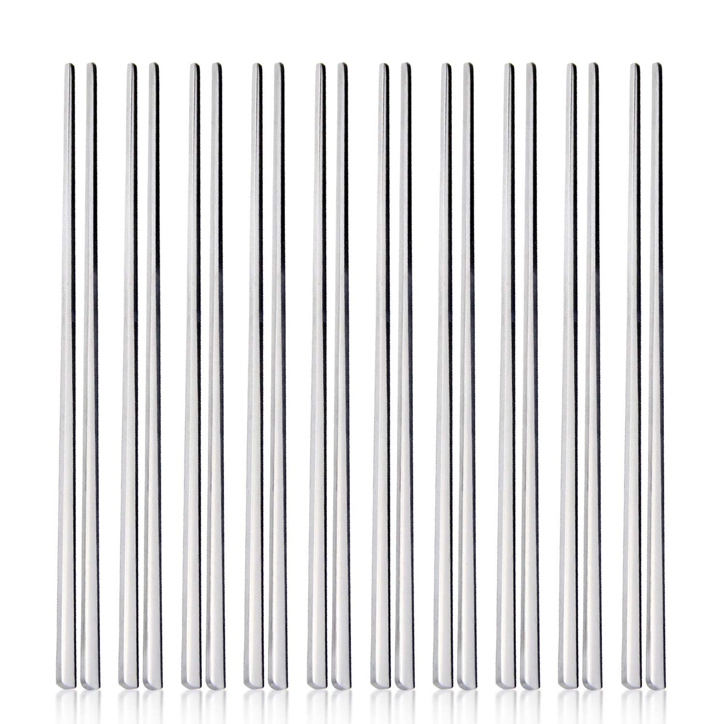 Metal Chopsticks,10 Pairs Stainless Steel Flat Chopsticks, IQCWOOD Premium Reusable Metal Chopstick, 8.66 Inch Dishwasher Lightweight Korean Chopsticks Set Reusable Classic Style for Dinner