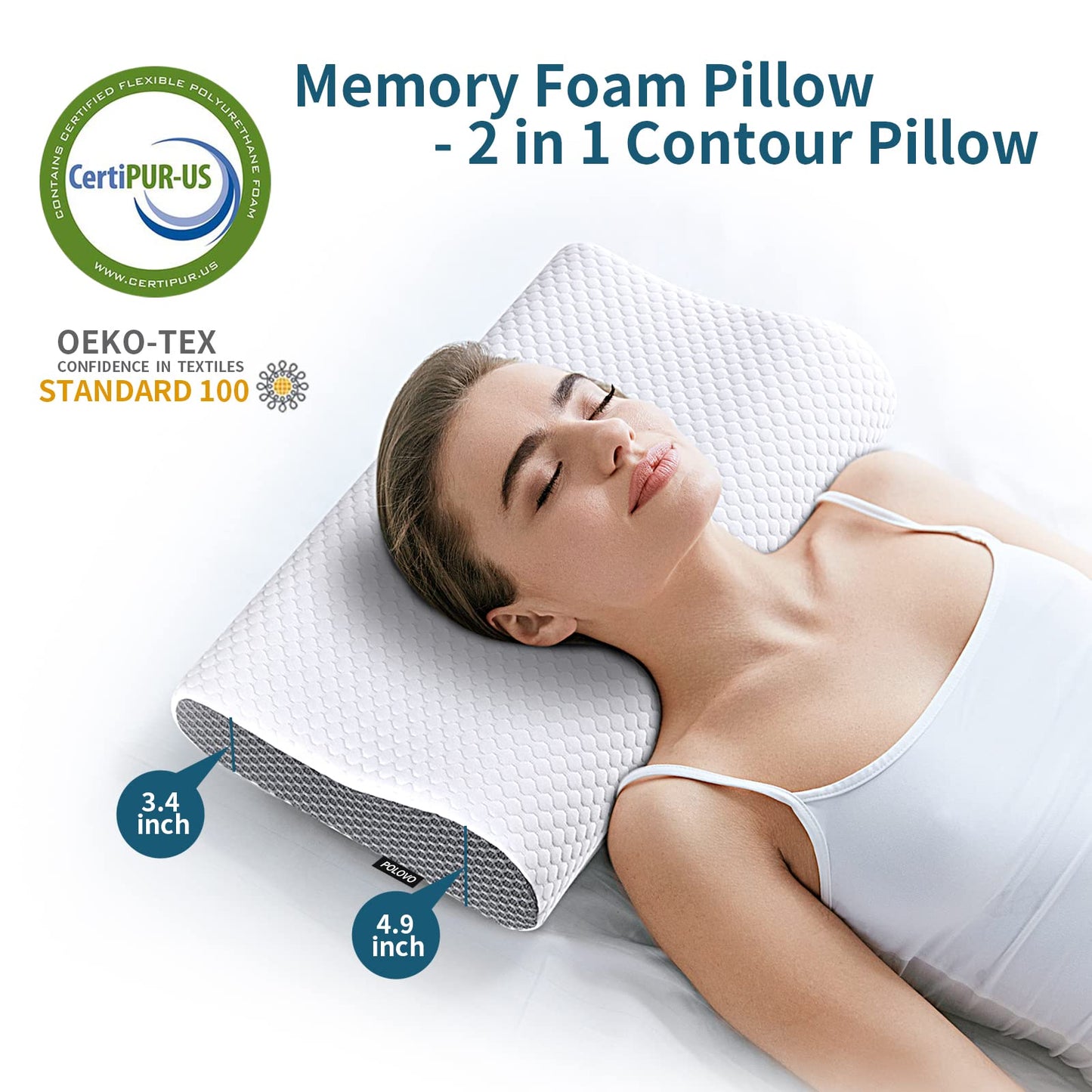 Memory Foam Pillows Neck Pillow Bed Pillow for Sleeping, Ergonomic Cervical Pillow for Neck and Shoulder Pain Relief,Orthopedic Contour Pillow for Side Back Stomach Sleeper(Blue&Grey)
