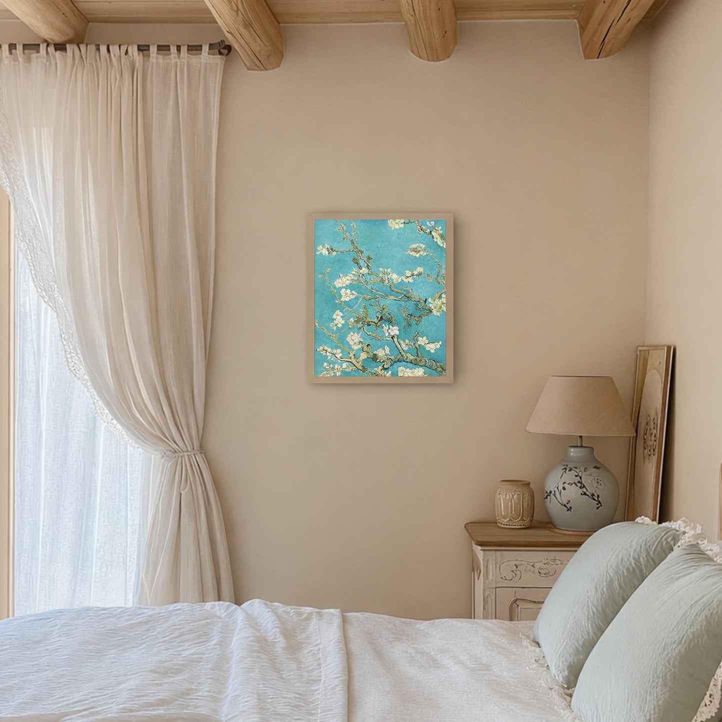 FUHYGU Diamond Painting Kit 9.8x11.8 Inches – Almond Blossom Inspired Painting, DIY Full Drill Diamond Art Kit for Adults, Classic Art Floral Wall Decor