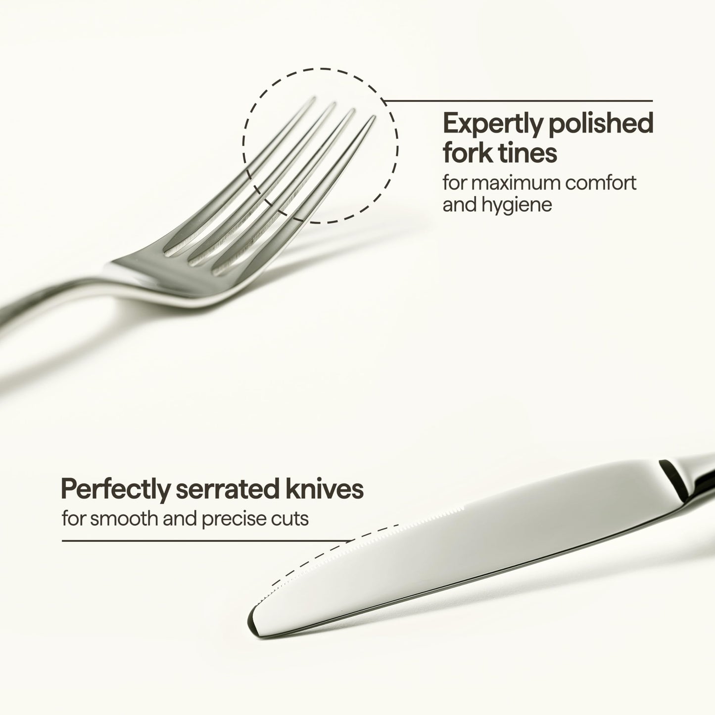 Luciella Tropea Polished Flatware Set for 8, 45-Piece Premium 18/10 Stainless Steel Silverware Set with Serving Utensils, Modern Mirror Finish, Rust Resistant, Dishwasher Safe, House Warming Gifts