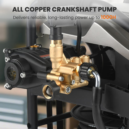 Giraffe Tools Crossfalls Retractable Pressure Washer Ultra, Max 2.6GPM 1650PSI with Brushless Motor, Wall Mount Electric Power Washer with 50ft Pressure Hoses, 4-Nozzle, Foam Cannon, Automatic Rewind