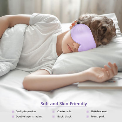 Kids Sleep Mask Eye Cover, 100% Real Natural Pure Silk Eye Mask with Adjustable Strap, Blindfold Kids Eye Mask for Sleeping, Eye Shade for Boys Girls and Adult, Pressure-Free Comfort (Black)