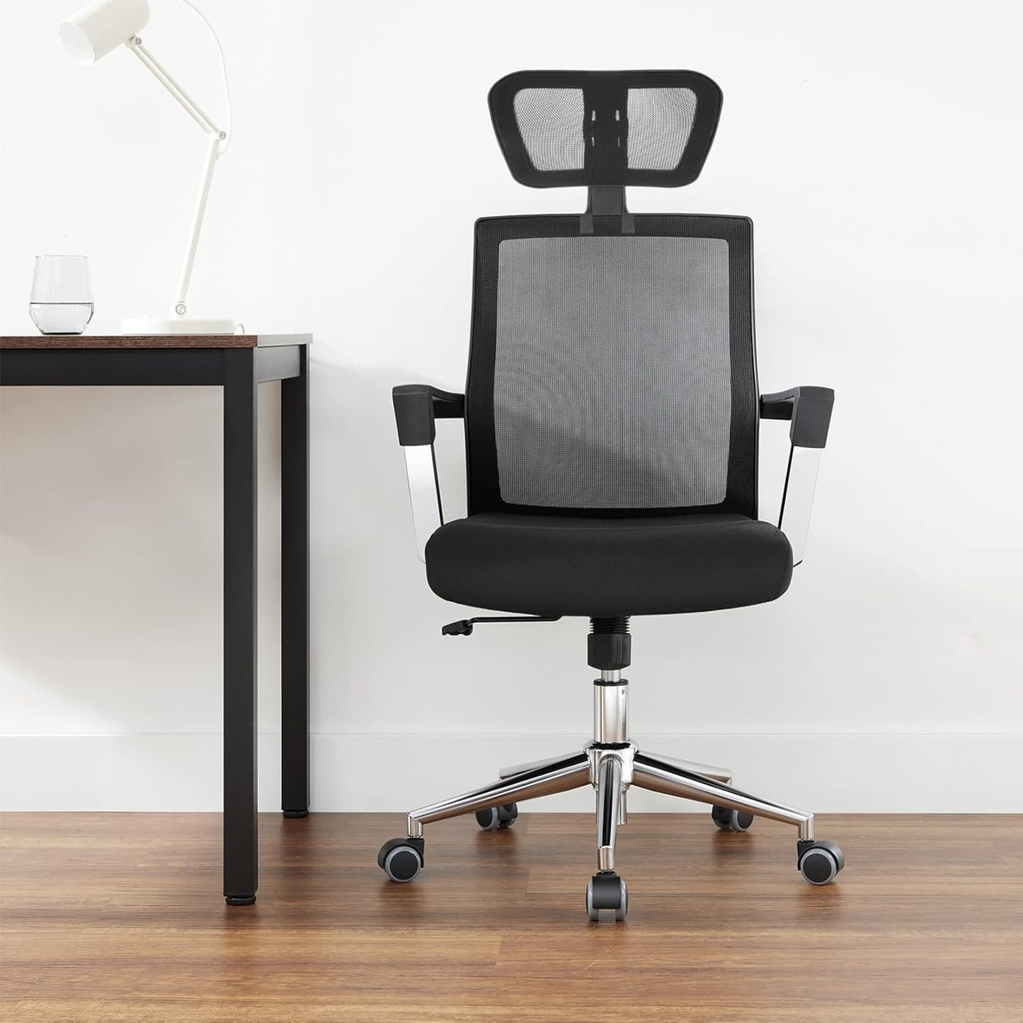 BESPORTBLE Adjustable Office Chair Headrest Attachment, Black Mesh Nylon Frame Universal Head Support Cushion