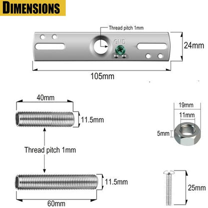 Light Fixture Cross Bar Kit Screw Collar Loop Kit Canopy Hardware Set Heavy Duty Die Cast Ceiling Hook Loop Holder (Brass, 2 Pack)