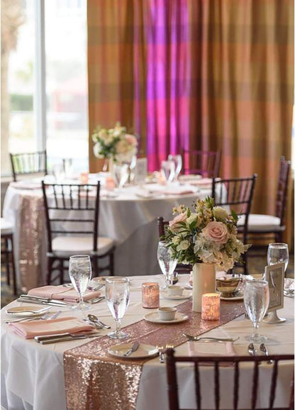 PartyDelight 12" X 72" Rose Gold Sequin Table Runner for Wedding Party Bridal Baby Shower Events