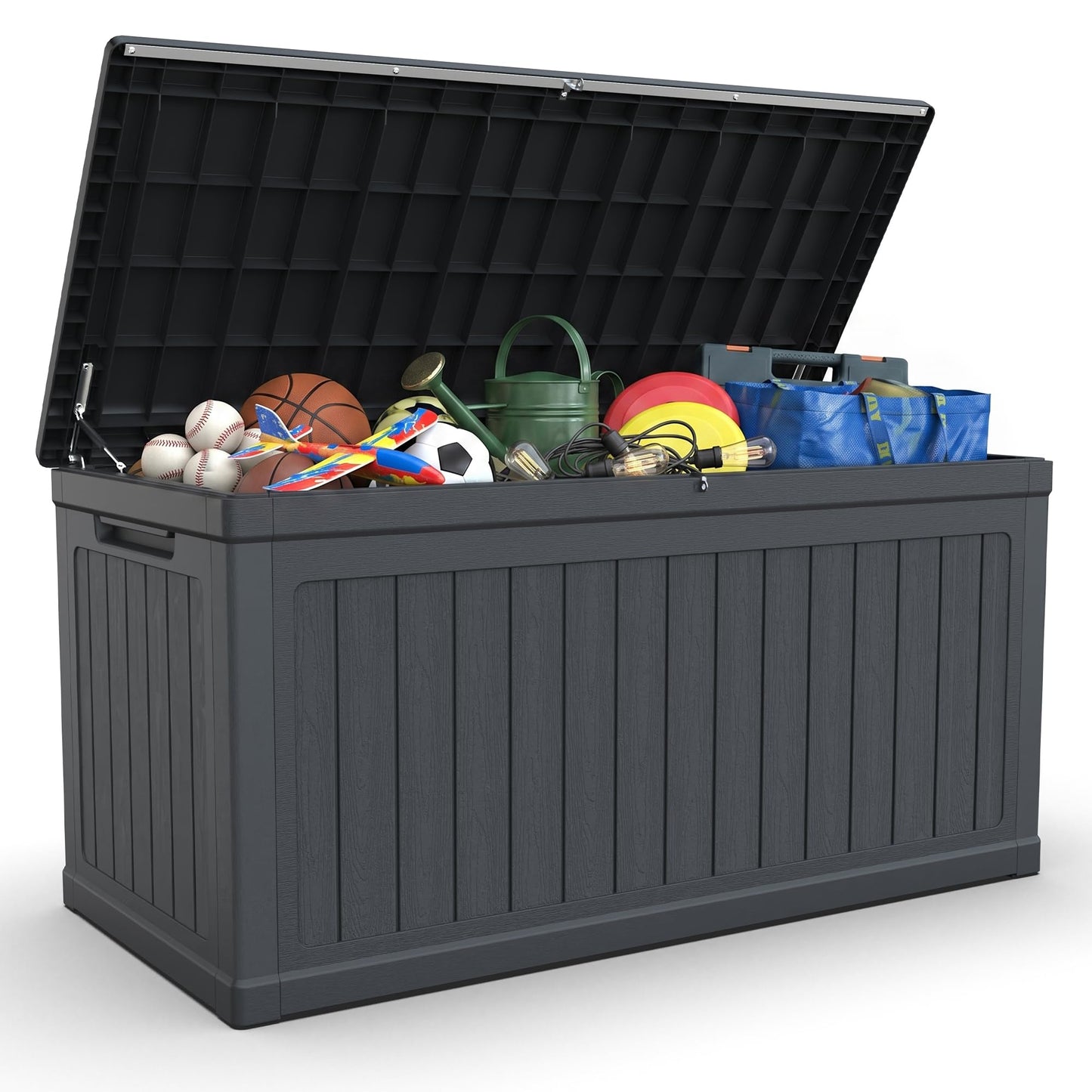 Cirui 320 Gallon Deck Box, Lockable Waterproof Storage Box, Outdoor Storage Bin for Package Delivery, Patio Cushions, Gardening Tools，Pool Accessories and Sports Equipment (Black,320 Gallon)