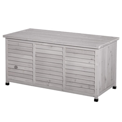 Havemies 75 Gallon Wooden Deck Box, Outdoor Storage Container with Aerating Gap & Weather-Fighting Finish, Grey