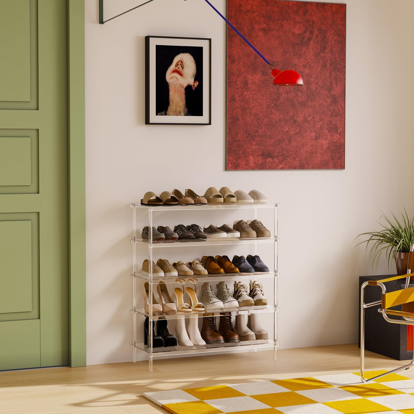 Aquiver 5 Tier Acrylic Shoe Rack - Closet Shoe Rack Shoe Organizer for Entryway, Stores 20 Pairs of Shoes, 32.3'' L x 11.8'' W x 36.4'' H