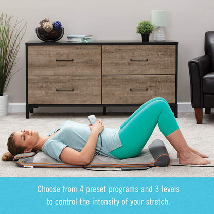 HoMedics Body Flex Back Stretching Mat with Heat, 6 Stretching Programs and 3 Intensity Levels with Removable Memory Foam Pillow for Full Body Coverage, Portable for Yoga, Athletes, Home Gym