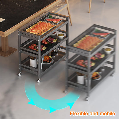 Stainless Steel Rolling Cart, Kitchen Utility Storage Cart with Locking Wheels for Lab, Clinic, Kitchen, Salon - Multi-Layer Design