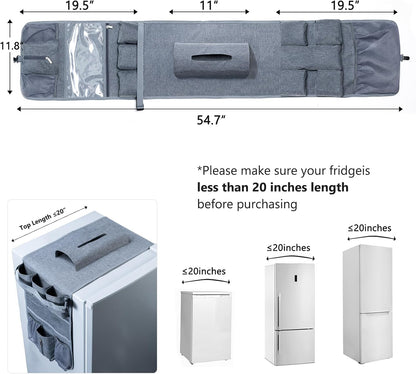 Mini Fridge Organizer 54" x 11.8" - Over The Fridge Storage with 16 Pockets for Pantry Goods, Utensils & More
