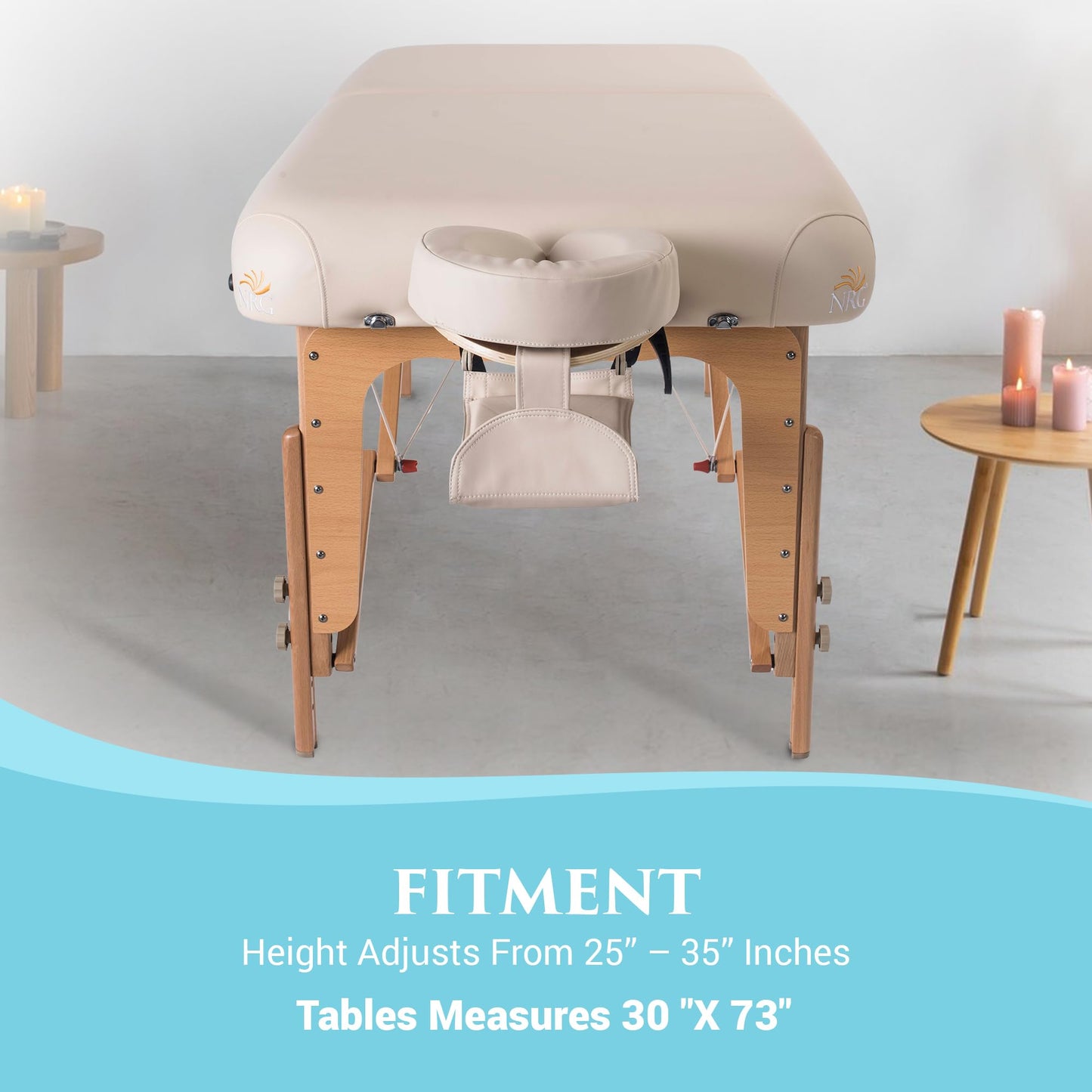 NRG Vedalux Portable Massage Table Package | Vanilla Cream | Folding Lightweight Massage Bed | Professional Spa Table with Face Cradle, Hanging Armrest & Carrying Case