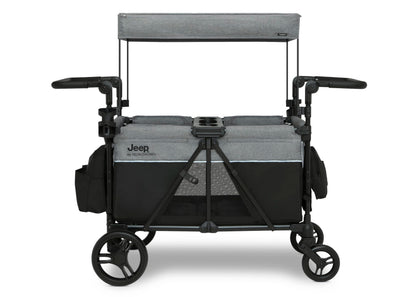 Delta Children - Jeep Aries Stroller Wagon - Premium Wagon for 2 Kids with Convertible Seats, Adjustable Push/Pull Handles, Removable Canopy & Flat Fold - Greenguard Gold Certified, Grey