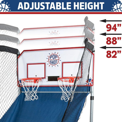 Pop-A-Shot - Home Dual Shot with Washington Wizards NBA Graphics l Sensor Scoring l 16 Game Modes l 7 Balls l Foldable Storage l for All NBA Fans