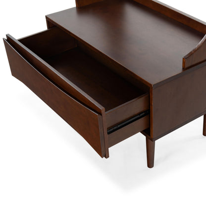 SAFAVIEH Couture Collection - Pitta Walnut & Gold Wood Hall Tree with Drawer and Coat Hooks, Entryway Storage Organizer (SFV4224A)