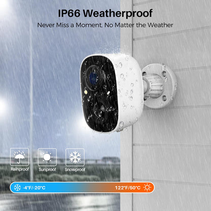 MaxiViz Security Cameras Wireless Outdoor (4 Pack), Battery Powered Cameras for Home Security with AI Motion Detection, 2K Color Night Vision, 2-Way Talk, IP66 Weatherproof, SD/Cloud Storage