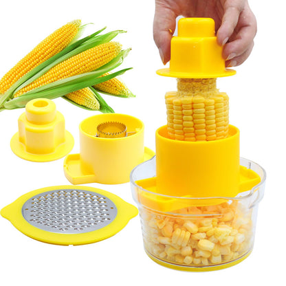 Corn Cob Stripper and Peeler Tool with Bowl, Multifunction Quick Corn Kernel Cutter Set with Grinder, Fast Kernel Peeler for Corn on The Cob, Non-Slip Base for Kitchen