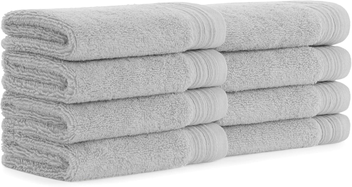Pack 8-100% 600 13 13 Aston & Arden Anatolia Turkish Wash Cloths - of Ring Spun Cotton, Soft Plush Absorbent, GSM Low