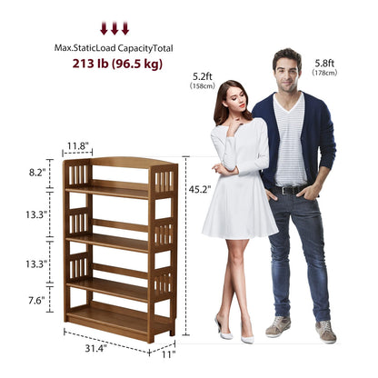 AnywaysWood 4 Tier Solid Wood Open Shelf Bookcase,Modern Wooden Display Bookshelf,Farmhouse Wide Bookshelves, Freestanding Storage Cabinet for Study Room Office Living Room sunroom