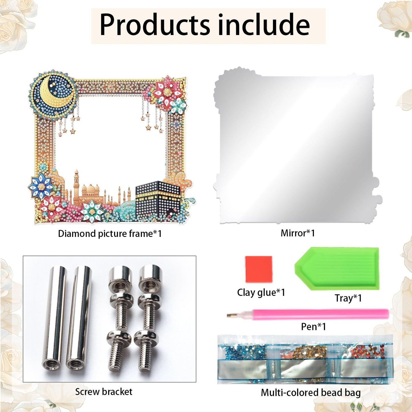 5D DIY Diamond Painting Kit Acrylic Material DIY Special Shape Diamond Art Mirror Kit, Craft Set with Tools and Accessories for Home Decoration, Good Gift for Handmake Lovers