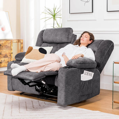 COMHOMA Living Room Furniture Sets Manual Loveseat Recliner,2 Seat Fabric RV Reclining Sofa,Daul Recliner Ergonomic Backrest with Cup Holders & Side Pockets,Dark Gray (Loveseat*3)