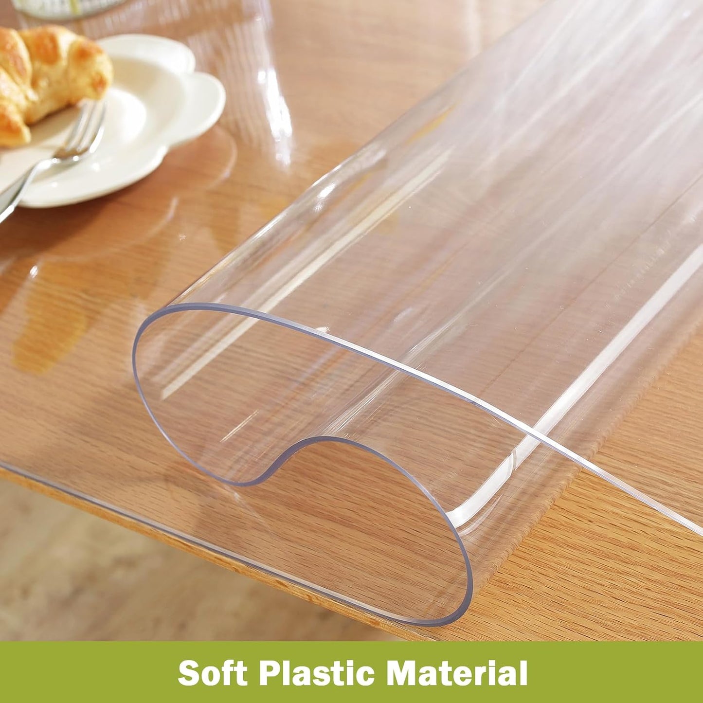 18 36 Inch, 1.5mm Clear Table Protector x Thick Plastic Table Cover, Waterproof PVC Clear Table Cover Protector, Desk