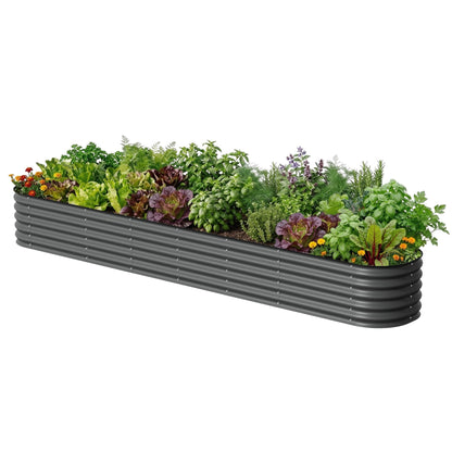 Vego garden 17" Tall 2' x 12' Giant Modular Metal Raised Garden Bed Kit, Large Metal Planter Box for Vegetables, Flowers, Herbs, Modern Gray