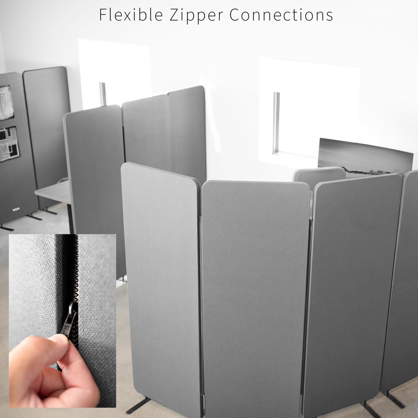 VIVO Freestanding 72 x 66 inch Privacy Panel, Cubicle Divider, Acoustic Wall Partition, x3 24 inch Panels, Gray, PP-3-T072G