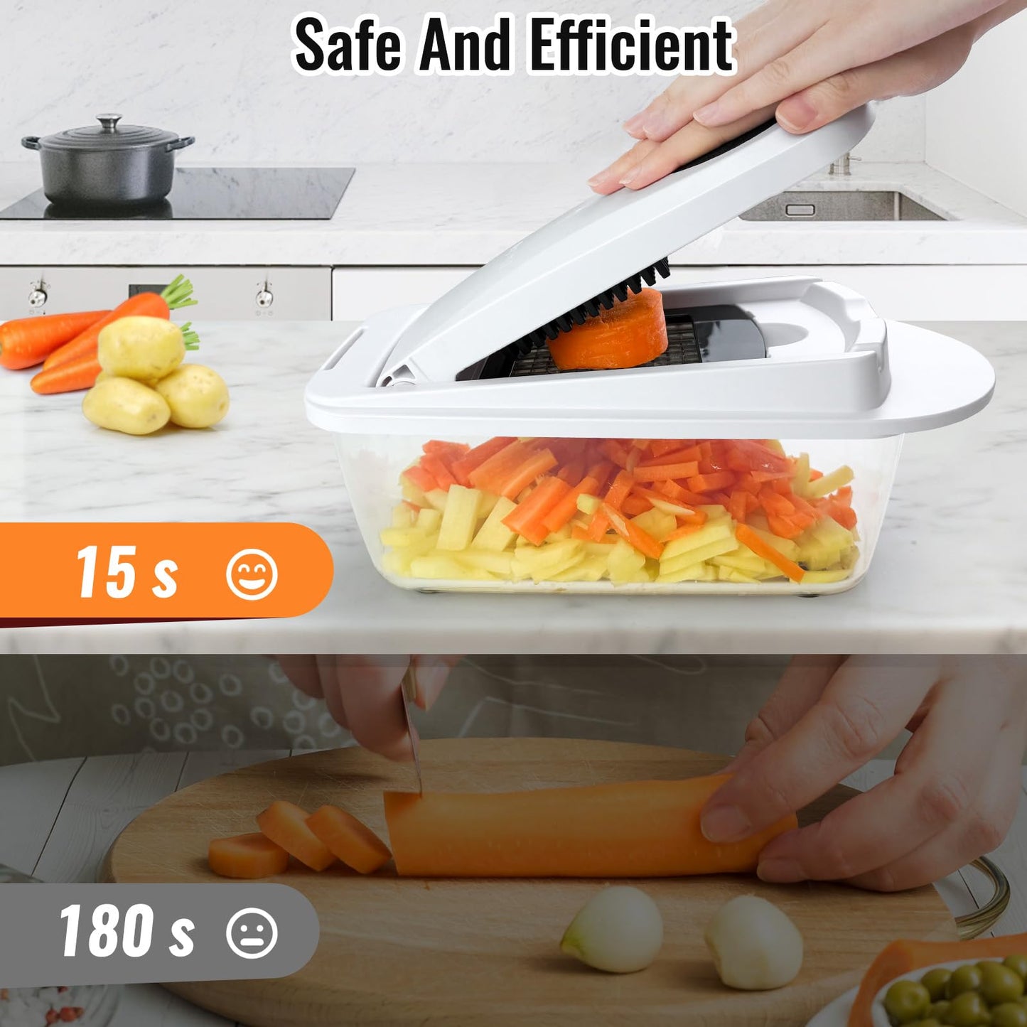 12 Blade All-in-1 Vegetable Chopper Mandoline Slicer with Container, Spiralizer with Containers, Food Chopper, Onion Chopper, Veggie Cutter for Salad, Kitchen Gadgets Accessories Essentials, White